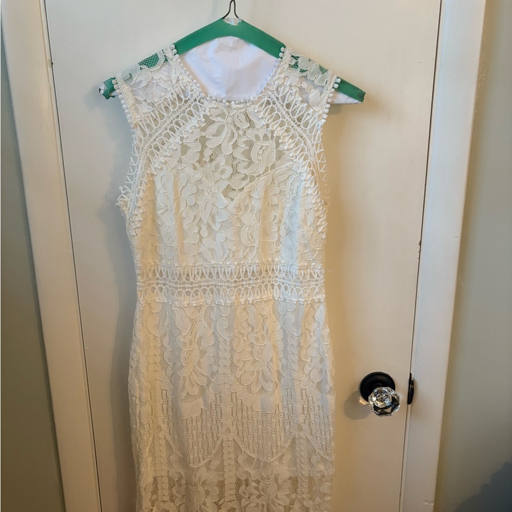 SHEIN White Floral Lace Dress